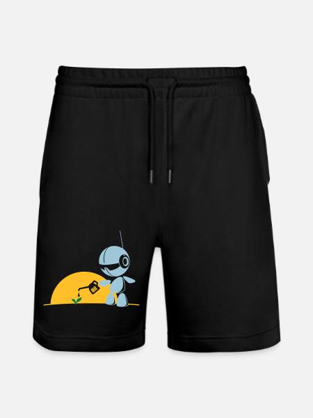 robot flower - Stanley/Stella Trainer Unisex Organic Jogging Shorts - black