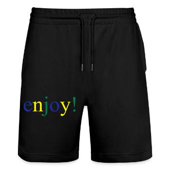enjoy - Stanley/Stella Trainer Unisex Organic Jogging Shorts - black - Front - Nik (191cm) & Marisol (170cm)