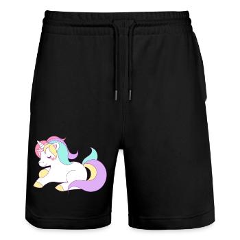 Einhorn - Stanley/Stella Unisex Bio Joggingshorts Trainer  - Schwarz - Vorne - Nik (191cm) & Marisol (170cm)