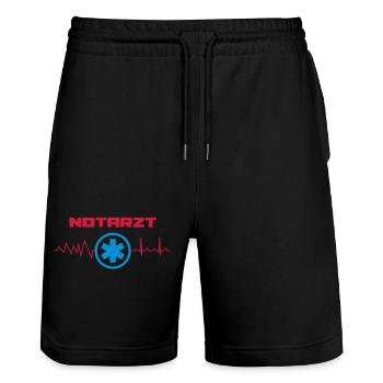 Notarzt Kammerflimmern - Stanley/Stella Unisex Bio Joggingshorts Trainer  - Schwarz - Vorne - Nik (191cm) & Marisol (170cm)
