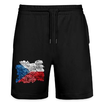 Tschechien Vintage Flagge - Stanley/Stella Unisex Bio Joggingshorts Trainer  - Schwarz - Vorne - Nik (191cm) & Marisol (170cm)