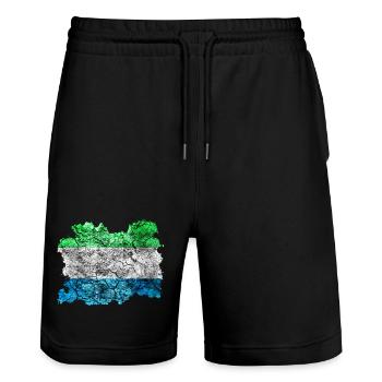 Sierra Leone Vintage Flagge - Stanley/Stella Unisex Bio Joggingshorts Trainer  - Schwarz - Vorne - Nik (191cm) & Marisol (170cm)