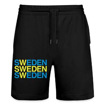 SUÈDE Suède Suède Drapeau suédois - Short de jogging bio TRAINER Stanley/Stella unisexe - noir - Devant - Nik (191cm) & Marisol (170cm)