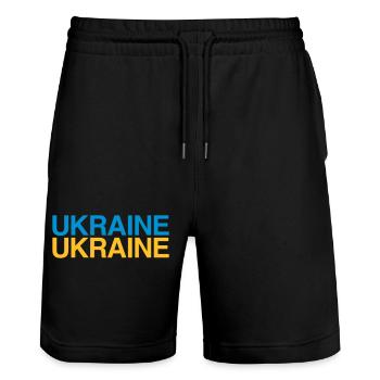 UKRAINE Drapeau ukrainien - Short de jogging bio TRAINER Stanley/Stella unisexe - noir - Devant - Nik (191cm) & Marisol (170cm)