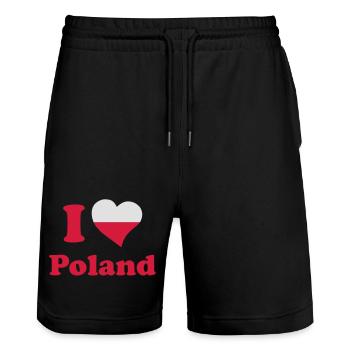 I love Poland - Stanley/Stella Trainer Unisex Organic Jogging Shorts - black - Front - Nik (191cm) & Marisol (170cm)