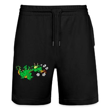 Green dragon - Stanley/Stella Trainer Unisex Organic Jogging Shorts - black - Front - Nik (191cm) & Marisol (170cm)