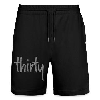 30 thirty 30. birthday gift number 30 number - Stanley/Stella Trainer Unisex Organic Jogging Shorts - black - Front - Nik (191cm) & Marisol (170cm)