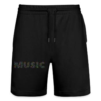 music - Stanley/Stella Trainer Unisex Organic Jogging Shorts - black - Front - Nik (191cm) & Marisol (170cm)