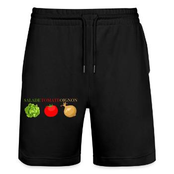 salade tomate oignon - Short de jogging bio TRAINER Stanley/Stella unisexe - noir - Devant - Nik (191cm) & Marisol (170cm)