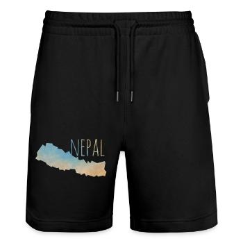 Nepal - Stanley/Stella Unisex Bio Joggingshorts Trainer  - Schwarz - Vorne - Nik (191cm) & Marisol (170cm)