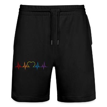 Heartbeat Rainbow Heart LGBT Love Colorful CSD - Short de jogging bio TRAINER Stanley/Stella unisexe - noir - Devant - Nik (191cm) & Marisol (170cm)