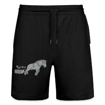 kaltblutzieht - Stanley/Stella Unisex Bio Joggingshorts Trainer  - Schwarz - Vorne - Nik (191cm) & Marisol (170cm)