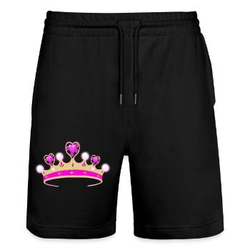 Tu es la princesse! - Short de jogging bio TRAINER Stanley/Stella unisexe - noir - Devant - Nik (191cm) & Marisol (170cm)