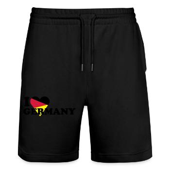 I love Germany / Ich liebe Deutschland mit Herz - Stanley/Stella Unisex Bio Joggingshorts Trainer  - Schwarz - Vorne - Nik (191cm) & Marisol (170cm)