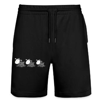 Trois moutons sont les meilleurs amis - moutons - agneau - Short de jogging bio TRAINER Stanley/Stella unisexe - noir - Devant - Nik (191cm) & Marisol (170cm)