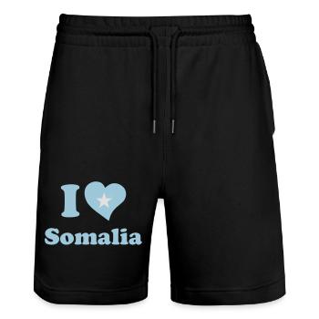 I love Somalia - J'aime la Somalie - Short de jogging bio TRAINER Stanley/Stella unisexe - noir - Devant - Nik (191cm) & Marisol (170cm)