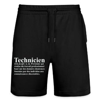 Technicien Définition - Short de jogging bio TRAINER Stanley/Stella unisexe - noir - Devant - Nik (191cm) & Marisol (170cm)
