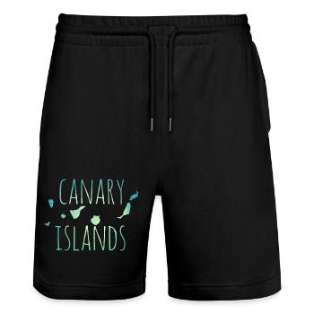 Canary Islands - Stanley/Stella Unisex Bio Joggingshorts Trainer  - Schwarz - Vorne - Nik (191cm) & Marisol (170cm)