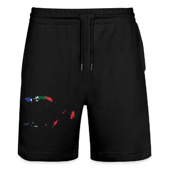Maluku T Shirt RMS - Stanley/Stella Trainer Unisex Organic Jogging Shorts - black - Front - Nik (191cm) & Marisol (170cm)