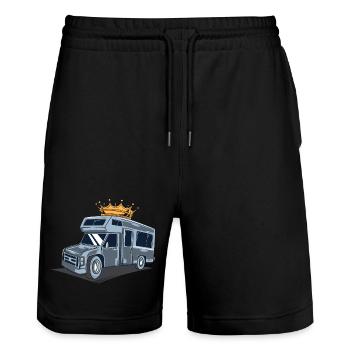 Camping-car / Caravane / Camping - Short de jogging bio TRAINER Stanley/Stella unisexe - noir - Devant - Nik (191cm) & Marisol (170cm)