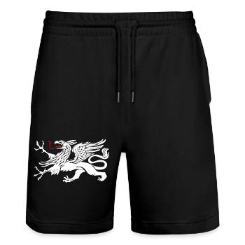 Rostocker Greif in Weiss mit roter Zunge - Stanley/Stella Unisex Bio Joggingshorts Trainer  - Schwarz - Vorne - Nik (191cm) & Marisol (170cm)