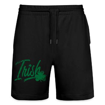 Irische Pinselschrift mit Kleeblatt - Stanley/Stella Unisex Bio Joggingshorts Trainer  - Schwarz - Vorne - Nik (191cm) & Marisol (170cm)