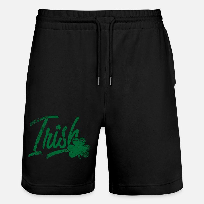 Irische Pinselschrift mit Kleeblatt - Stanley/Stella Unisex Bio Joggingshorts Trainer  - Schwarz