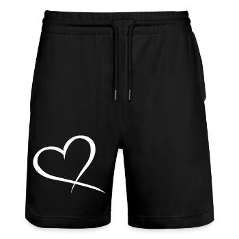 Heart design love - Stanley/Stella Trainer Unisex Organic Jogging Shorts - black - Front - Nik (191cm) & Marisol (170cm)