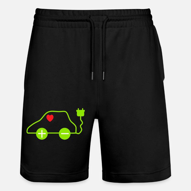 Grünes E-Auto Herz Design - Stanley/Stella Unisex Bio Joggingshorts Trainer  - Schwarz