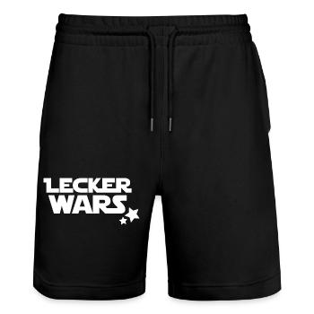 lecker wars - Stanley/Stella Unisex Bio Joggingshorts Trainer  - Schwarz - Vorne - Nik (191cm) & Marisol (170cm)