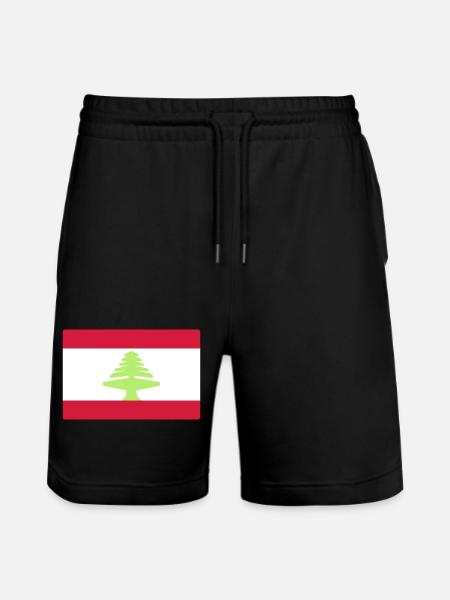 Lebanon T-shirt flag Flag - Stanley/Stella Trainer Unisex Organic Jogging Shorts - black
