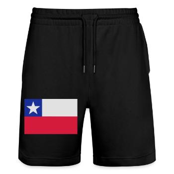 Chilenische Flagge Stylisiert - Stanley/Stella Unisex Bio Joggingshorts Trainer  - Schwarz - Vorne - Nik (191cm) & Marisol (170cm)