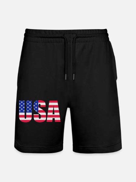 American flag - Stanley/Stella Trainer Unisex Organic Jogging Shorts - black