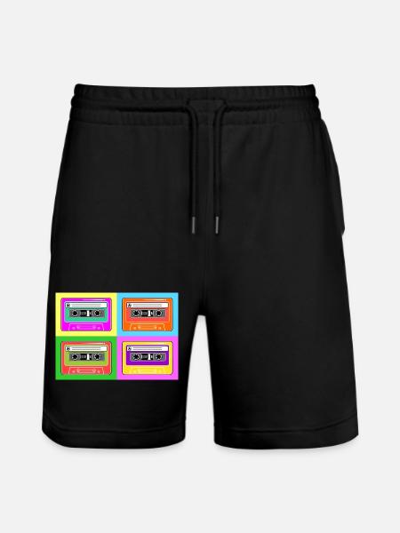 Cassette pop art tape - Stanley/Stella Trainer Unisex Organic Jogging Shorts - black
