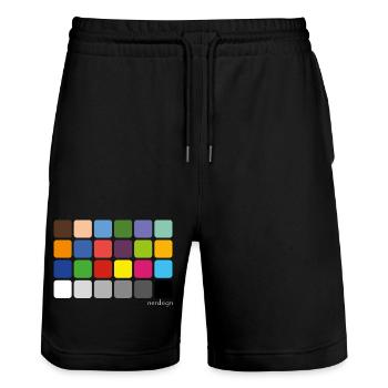 ColorChecker - Stanley/Stella Trainer Unisex Organic Jogging Shorts - black - Front - Nik (191cm) & Marisol (170cm)