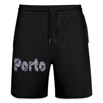 Porto Azulejo Portugal - Short de jogging bio TRAINER Stanley/Stella unisexe - noir - Devant - Nik (191cm) & Marisol (170cm)