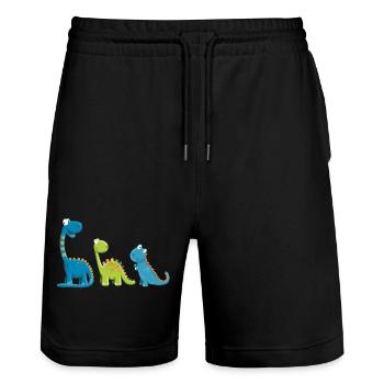 Lustige Dinosaurier Arten I Dino Kinder Geschenk - Stanley/Stella Unisex Bio Joggingshorts Trainer  - Schwarz - Vorne - Nik (191cm) & Marisol (170cm)