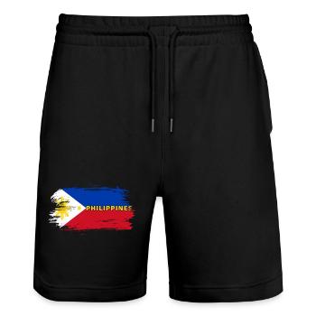 Philippines Flag / Gift Manila Filipino - Stanley/Stella Trainer Unisex Organic Jogging Shorts - black - Front - Nik (191cm) & Marisol (170cm)