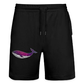 Wal Weltall Sternenhimmel Galaxy - Stanley/Stella Unisex Bio Joggingshorts Trainer  - Schwarz - Vorne - Nik (191cm) & Marisol (170cm)