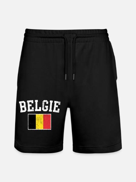 Belgian Flag Bold Letters - Stanley/Stella Trainer Unisex Organic Jogging Shorts - black