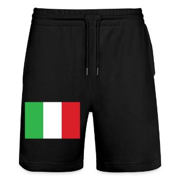 Italy Flag Vertical Design - Stanley/Stella Trainer Unisex Organic Jogging Shorts - black - Front - Nik (191cm) & Marisol (170cm)