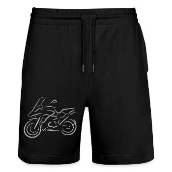 Motorrad Fahrer, Bike, Biker, 1200 - Stanley/Stella Unisex Bio Joggingshorts Trainer  - Schwarz - Vorne - Nik (191cm) & Marisol (170cm)