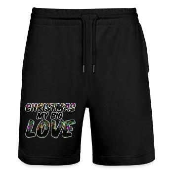 Christmas Love Weihnachten Spruch Geschenk - Stanley/Stella Unisex Bio Joggingshorts Trainer  - Schwarz - Vorne - Nik (191cm) & Marisol (170cm)