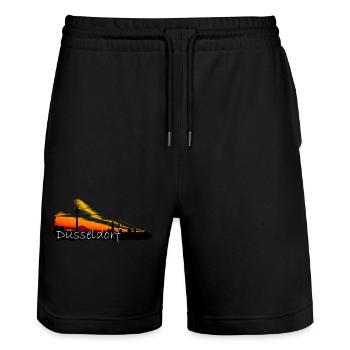 Dusseldorf City Skyline - Stanley/Stella Trainer Unisex Organic Jogging Shorts - black - Front - Nik (191cm) & Marisol (170cm)