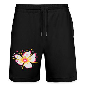 A fleur de cerisier avec du pollen - Short de jogging bio TRAINER Stanley/Stella unisexe - noir - Devant - Nik (191cm) & Marisol (170cm)