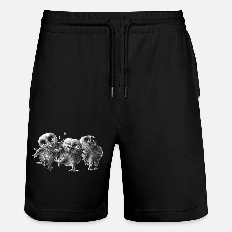 drei glückliche eulen - Stanley/Stella Unisex Bio Joggingshorts Trainer  - Schwarz