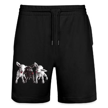 mouton effronté - Short de jogging bio TRAINER Stanley/Stella unisexe - noir - Devant - Nik (191cm) & Marisol (170cm)