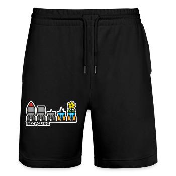 krieg frieden blume - Stanley/Stella Unisex Bio Joggingshorts Trainer  - Schwarz - Vorne - Nik (191cm) & Marisol (170cm)