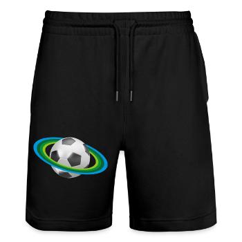 Fußball Ringe, Soccer, - Stanley/Stella Unisex Bio Joggingshorts Trainer  - Schwarz - Vorne - Nik (191cm) & Marisol (170cm)