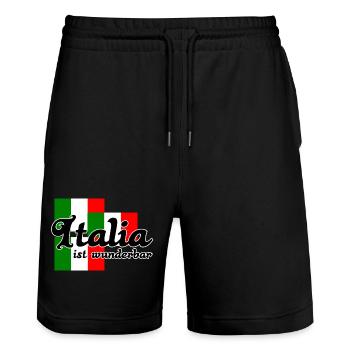 Italia Italien italienisch Urlaub Ferien Geschenk - Stanley/Stella Unisex Bio Joggingshorts Trainer  - Schwarz - Vorne - Nik (191cm) & Marisol (170cm)